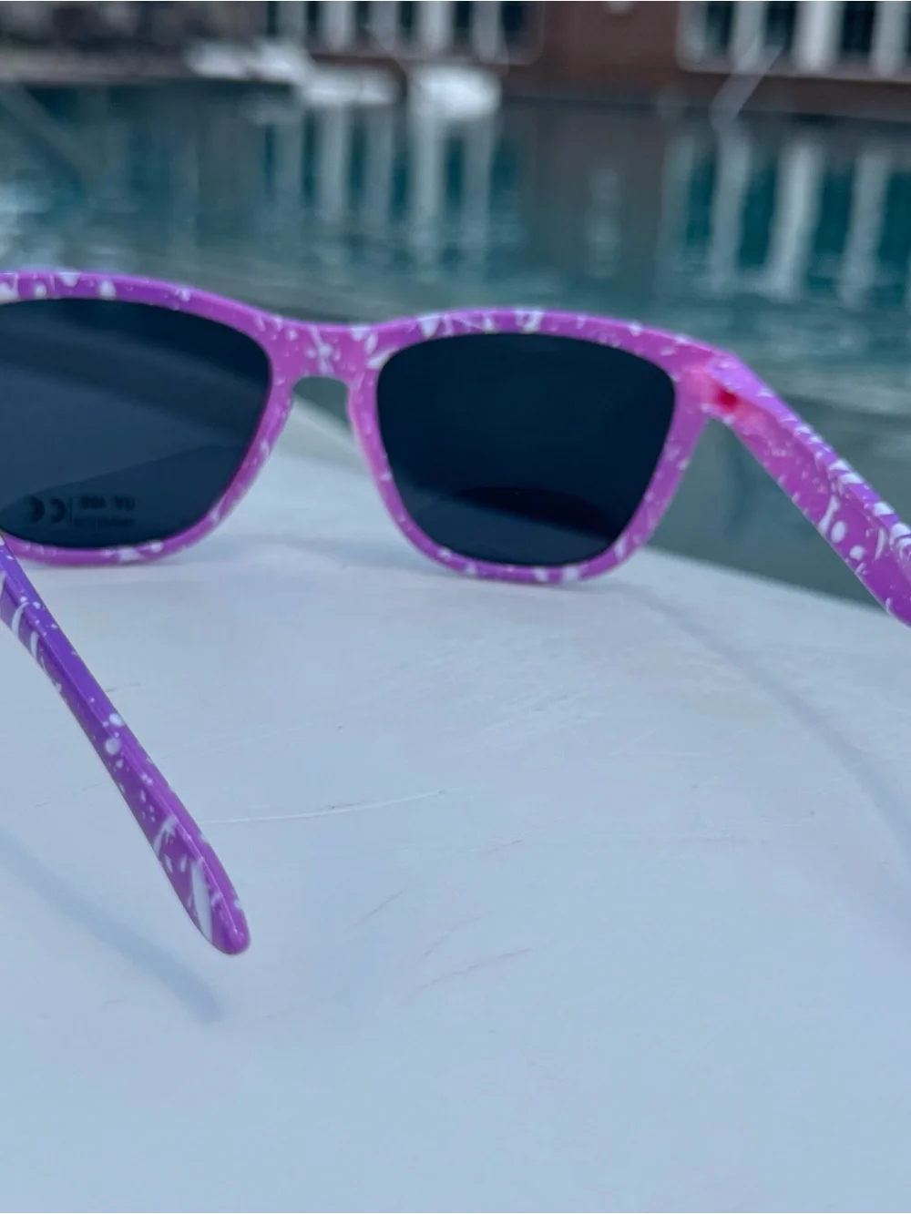 Purple Marble Wayfarer Sunglasses - Black Lenses